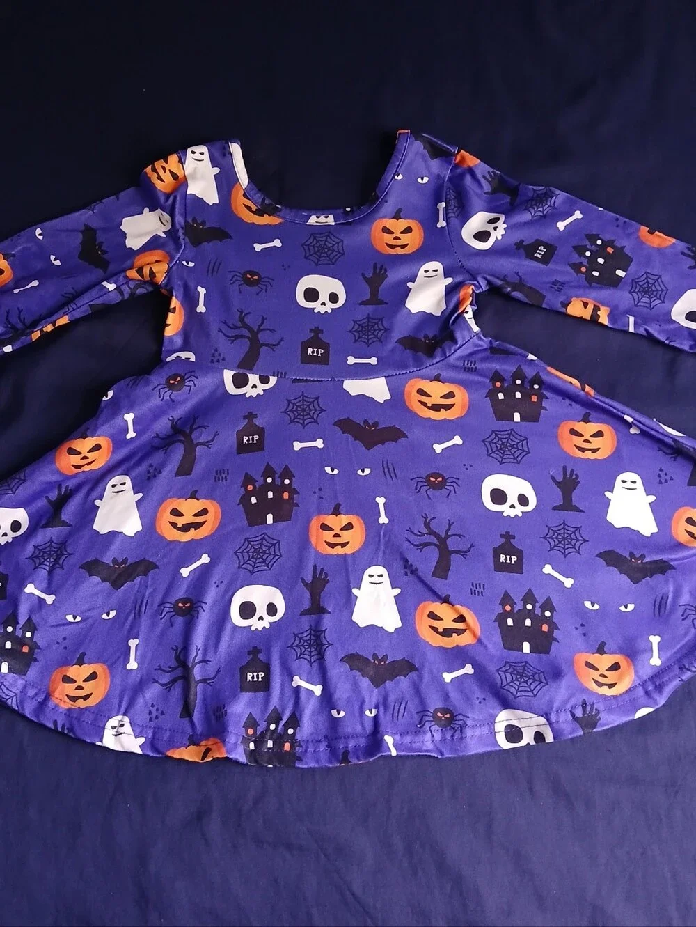 Girls Halloween Ghost & Pumpkin Dress Costume - Purple XXS (3-4)